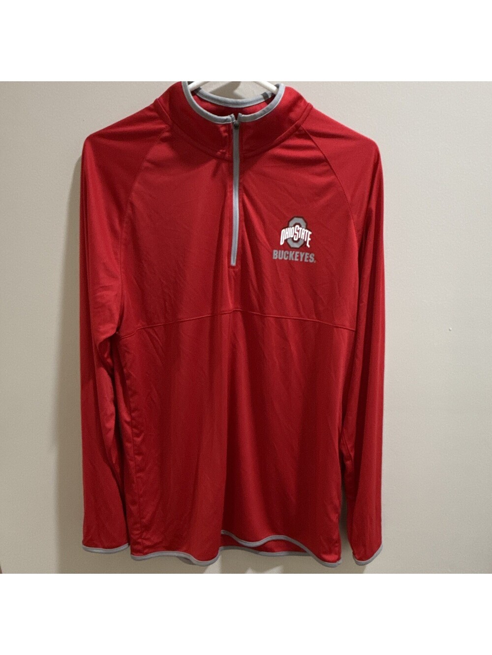 Colosseum Ohio State Buckeyes Men’s 1/4 Zip Jacket Red Gray Size L